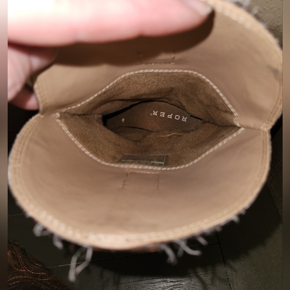 Roper Brown Cowboy Boots with Blue Cross Accents - Picture 11 of 12